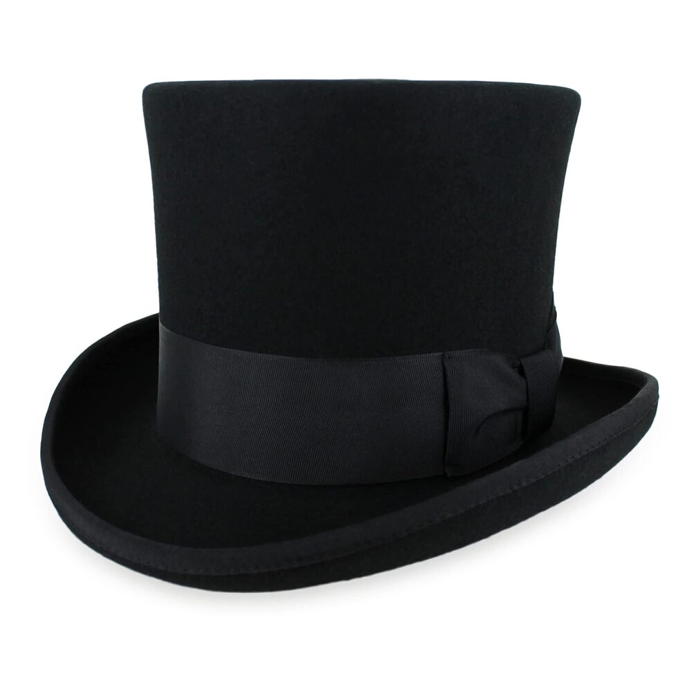3132 John Bull Theater-Quality Mens100% Wool Felt Top Hat in Black Small